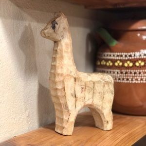 Hand carved wooden alpaca/llama statue